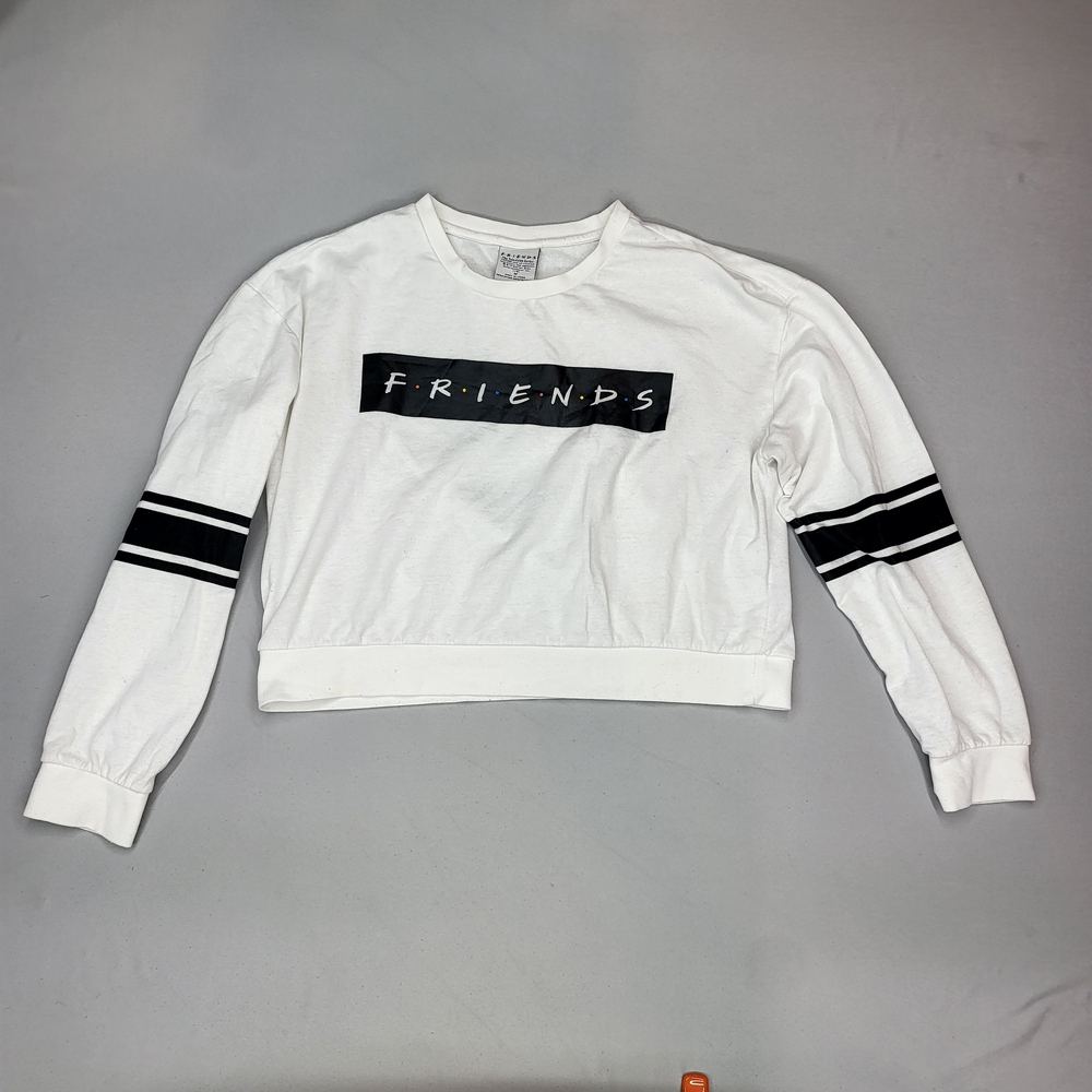 Warner Bros. White Crewneck Sweatshirt with Black Tag Detail